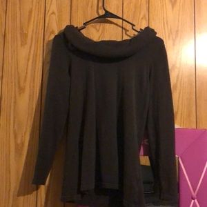 Brown open neck turtle neck